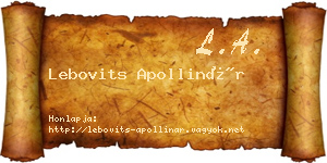 Lebovits Apollinár névjegykártya
